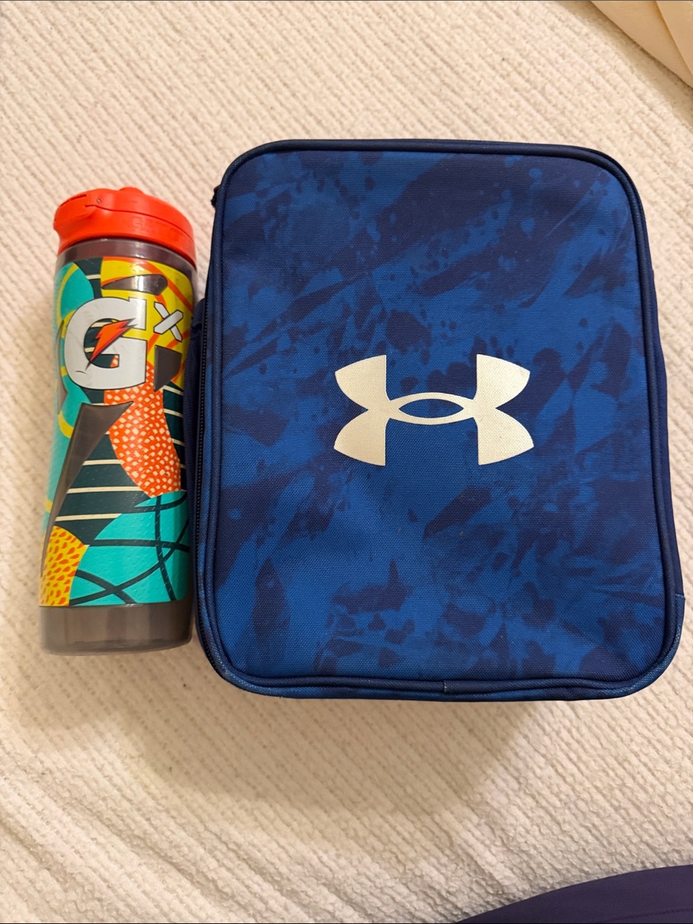 Under Armour Blue and Black Lunch Box with Gatorade water bottle 20 oz.